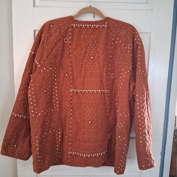 Madewell Women's Cotton Rust Colored Quilted Bandana Jacket "as is" (No Belt) - Picture 16 of 16
